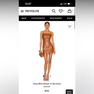 Croc mini dress in tan croc